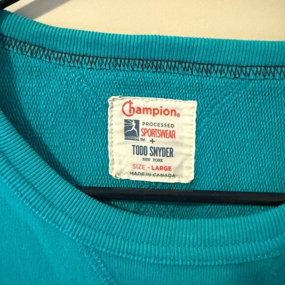 Todd Snyder x Champion Relaxed French Terry Crewneck - Made in Canada Large Blue - Picture 3 of 5
